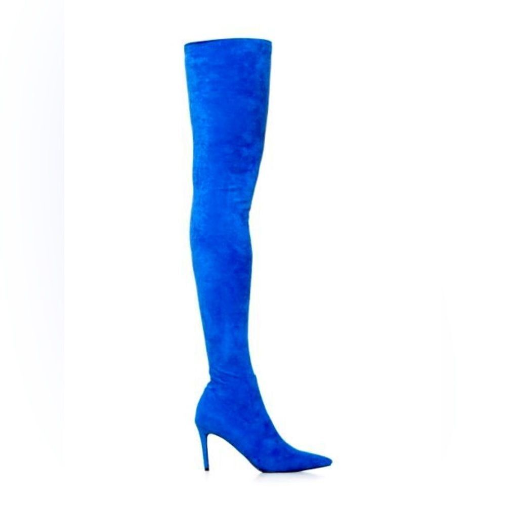 AZALEA WANG CONCOLOR BLUE SUEDE THIGH HIGH BOOT. SZ 7